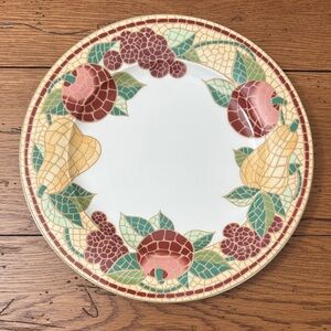Pier 1 Mosaic Fruit Dinner Plate with Red and Yellow Accents Vintage Earthenware